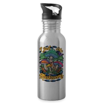 j'aime les champignons - humour et nature - Gourde avec paille intégrée - argent clair - Droite