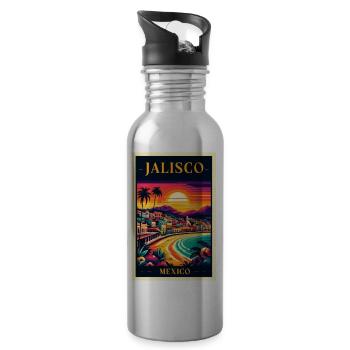 Design de coucher de soleil à Jalisco, au Mexique - Gourde avec paille intégrée - argent clair - Droite