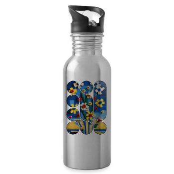 60X90 CM EINGELEGTES MUSTER ART 60 x 90 cm 6 - Trinkflasche mit integriertem Trinkhalm - Lightsilver - Rechts