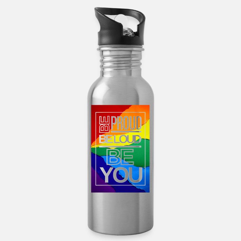 Be Proud Be Loud Be YOU - Trinkflasche mit integriertem Trinkhalm - Lightsilver