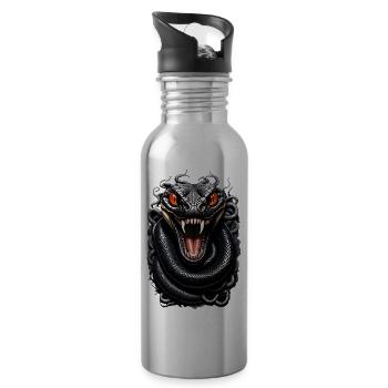 Intense Fierce Snake - Water bottle with straw - silver - Right