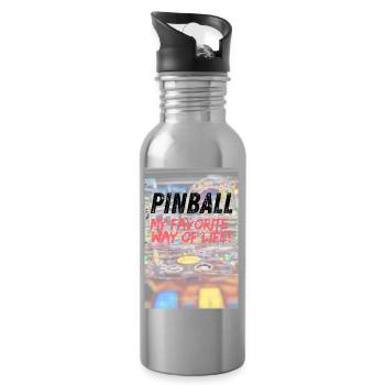 Pinball my favorite way of life Poster - Water bottle with straw - silver - Right