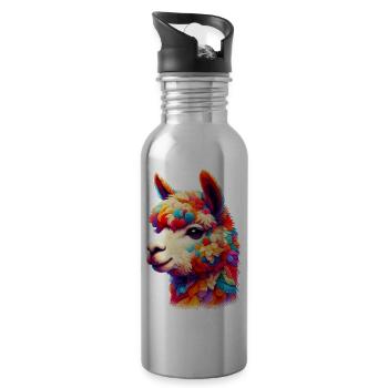 Alpaka - Trinkflasche mit integriertem Trinkhalm - Lightsilver - Rechts