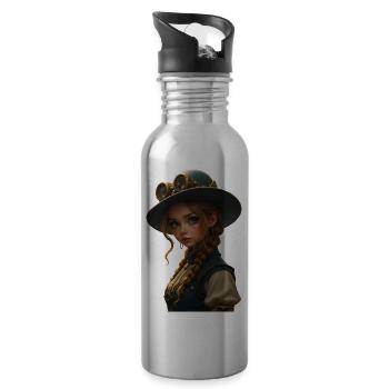 Ms. Fox Steampunk - Trinkflasche mit integriertem Trinkhalm - Lightsilver - Rechts