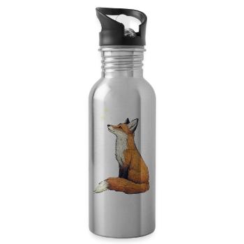 Fuchs mit Sternen - Trinkflasche mit integriertem Trinkhalm - Lightsilver - Rechts