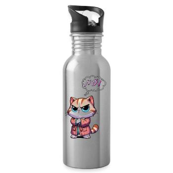 Nope Cat refusal to say no - Water bottle with straw - silver - Right