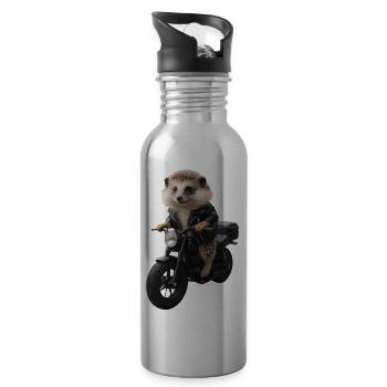 Hérisson motard - Gourde avec paille intégrée - argent clair - Droite