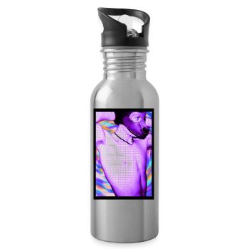 Sei ein Hund, wenn du kein Einhorn sein kannst - Trinkflasche mit integriertem Trinkhalm - Lightsilver - Rechts