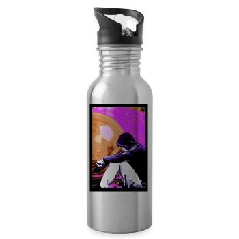 True Happiness through Loneliness - Trinkflasche mit integriertem Trinkhalm - Lightsilver - Rechts