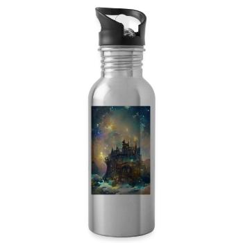 Schloss unter dem Sternenhimmel Castle Under - Trinkflasche mit integriertem Trinkhalm - Lightsilver - Rechts