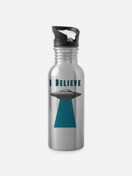 I Believe - Water bottle with straw - silver