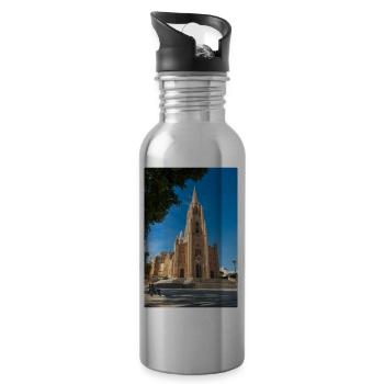 Gozo Island Ghajnsielem Parish Church Malta - Trinkflasche mit integriertem Trinkhalm - Lightsilver - Rechts
