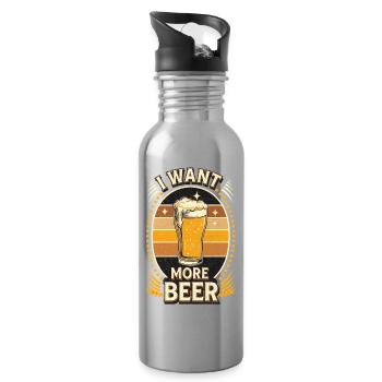 I want more beer - Water bottle with straw - silver - Right