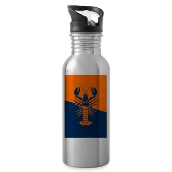 Poster Lobster orange blau - Trinkflasche mit integriertem Trinkhalm - Lightsilver - Rechts