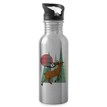 Hirsch - Trinkflasche mit integriertem Trinkhalm - Lightsilver - Rechts