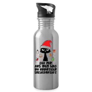 Geh mir aus dem Weg Du unnötiger Sozialkontakt - Trinkflasche mit integriertem Trinkhalm - Lightsilver - Rechts
