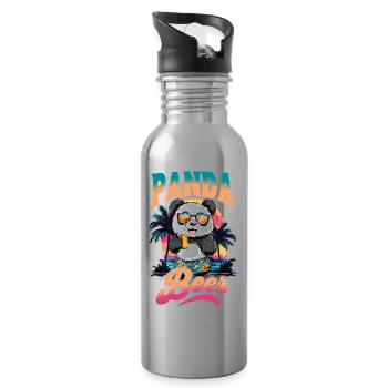 Panda Beer Beer Bear Alcohol Party Summer Funny - Water bottle with straw - silver - Right