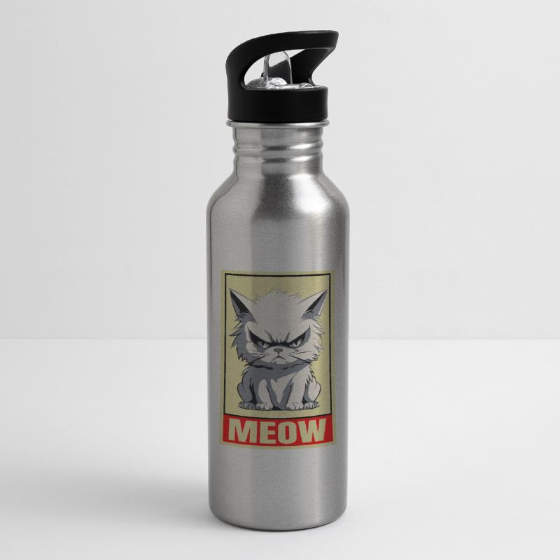 Cat Meow Grumpy Grumpy Grumpy Funny Water bottle with straw