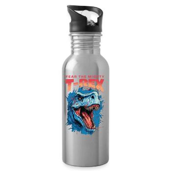 T-Rex Dinosaure Dino Tyrannosaurus Rex Vintage - Gourde avec paille intégrée - argent clair - Droite