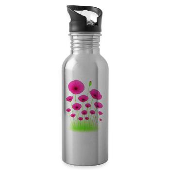 Neon Poppies - Neon Poppies - Water bottle with straw - silver - Right