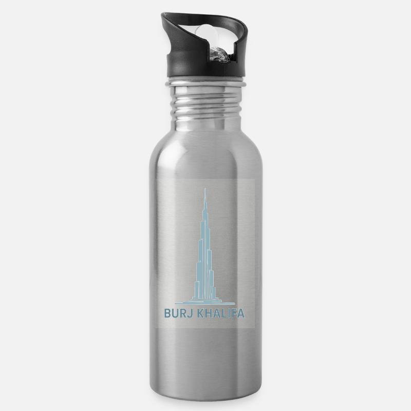 Burj Khalifa - Gourde avec paille intégrée - argent clair