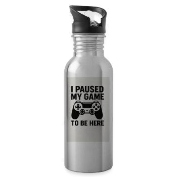 I paused my Game to be here - Trinkflasche mit integriertem Trinkhalm - Lightsilver - Rechts