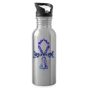 Ankh Cosmique - Version Indigo - Gourde avec paille intégrée - argent clair - Droite