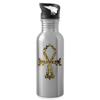 Ankh cosmique - Version Or - Gourde avec paille intégrée - argent clair - Droite