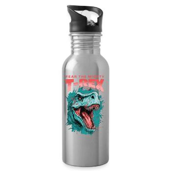Dinosaure Dino T-Rex Tyrannosaurus Rex Vintage - Gourde avec paille intégrée - argent clair - Droite