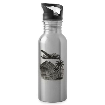Vacation/Urlaub - Trinkflasche mit integriertem Trinkhalm - Lightsilver - Rechts