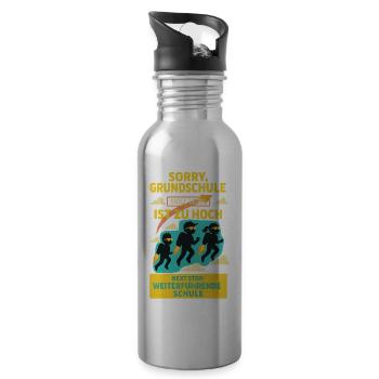 Tschüss Grundschule – Hallo Zukunft - Trinkflasche mit integriertem Trinkhalm - Lightsilver - Rechts