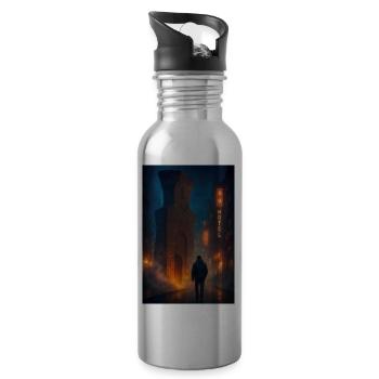 Nur in der Stadt - Trinkflasche mit integriertem Trinkhalm - Lightsilver - Rechts