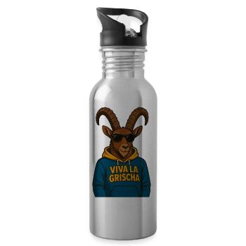 viva la grischa steinbock - Trinkflasche mit integriertem Trinkhalm - Lightsilver - Rechts