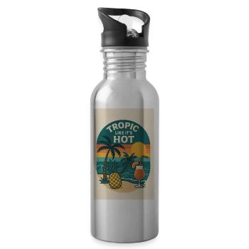 Tropic Like It’s Hot - Trinkflasche mit integriertem Trinkhalm - Lightsilver - Rechts