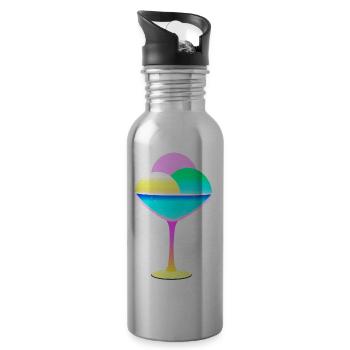 süßer bunter Eisbecher - sommerliche Leckerei - Trinkflasche mit integriertem Trinkhalm - Lightsilver - Rechts