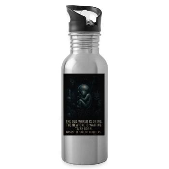 this is the time of monsters - Water bottle with straw - silver - Right
