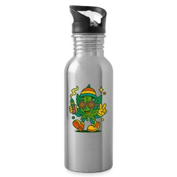 1 23 - Trinkflasche mit integriertem Trinkhalm - Lightsilver - Rechts
