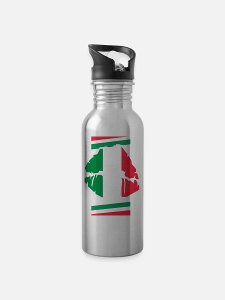 Italie - Gourde avec paille intégrée - argent clair