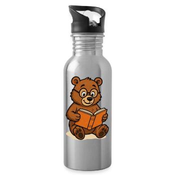 Bär comic buch - Trinkflasche mit integriertem Trinkhalm - Lightsilver - Rechts