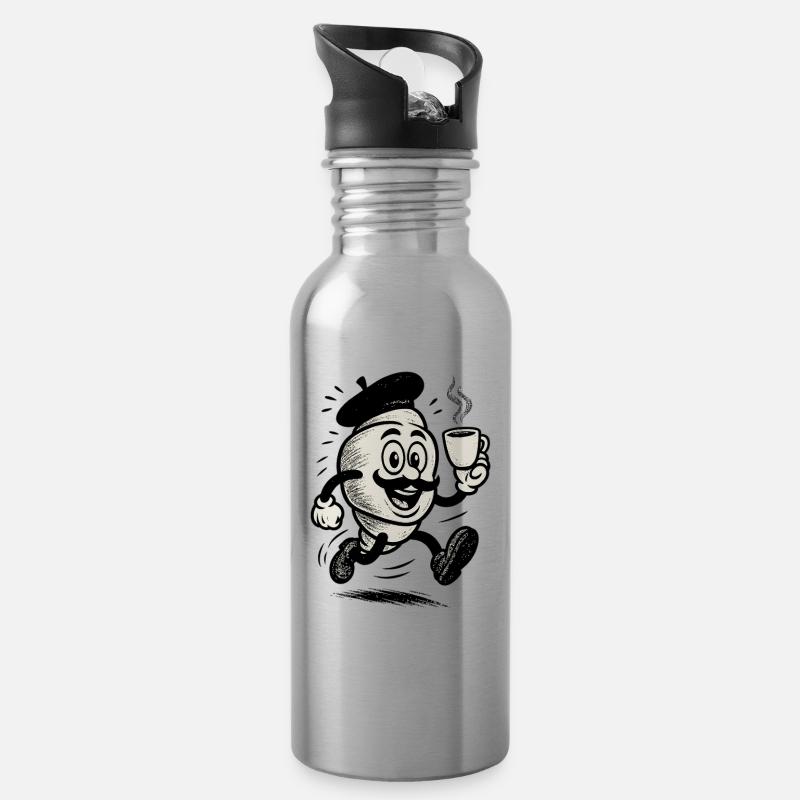 Französisches Croissant - Trinkflasche mit integriertem Trinkhalm - Lightsilver