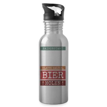 Mom at the Grill - Funny BBQ Saying - Water bottle with straw - silver - Right