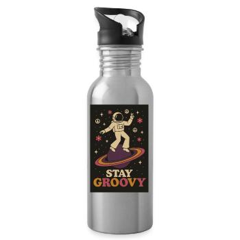 Groovy Galaxy – Tanz auf Saturn - Trinkflasche mit integriertem Trinkhalm - Lightsilver - Rechts
