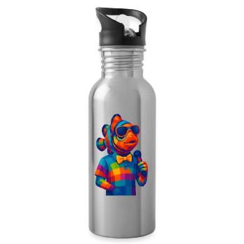 WPAP Polygon Stil Tiere - Clownfisch mit Fliege - Trinkflasche mit integriertem Trinkhalm - Lightsilver - Rechts