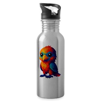 WPAP Polygon Kawaii Stil Tiere Baby Adler - Trinkflasche mit integriertem Trinkhalm - Lightsilver - Rechts
