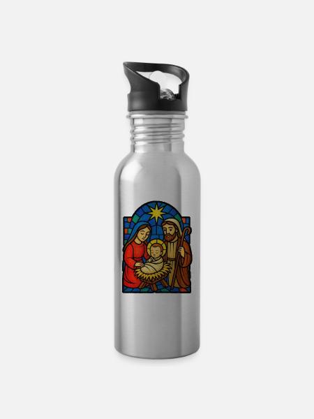 Krippe Haare wechseln - Trinkflasche mit integriertem Trinkhalm - Lightsilver