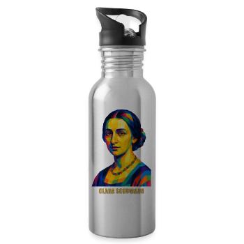 WPAP Polygon Portrait Clara Schumann Composer - Water bottle with straw - silver - Right