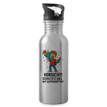 School Cone Superpowers School Enrollment - Water bottle with straw - silver - Right