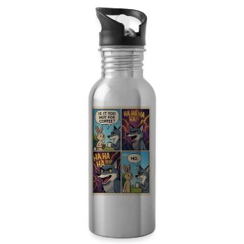  Too Hot Coffee Joke Comic - Funny Gift  - Water bottle with straw - silver - Right
