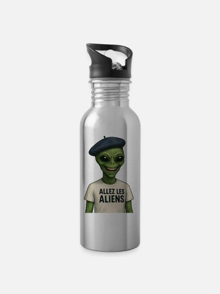 Alien Sailor T-shirt Humorous - Water bottle with straw - silver
