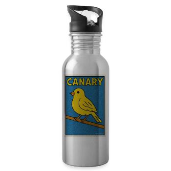 Illustration de canari - Gourde avec paille intégrée - argent clair - Droite